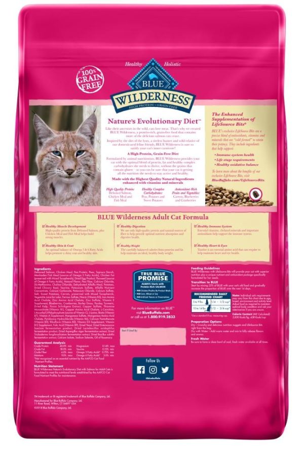 Blue Buffalo Wilderness Grain Free Salmon High Protein Recipe Dry Cat Food Online now