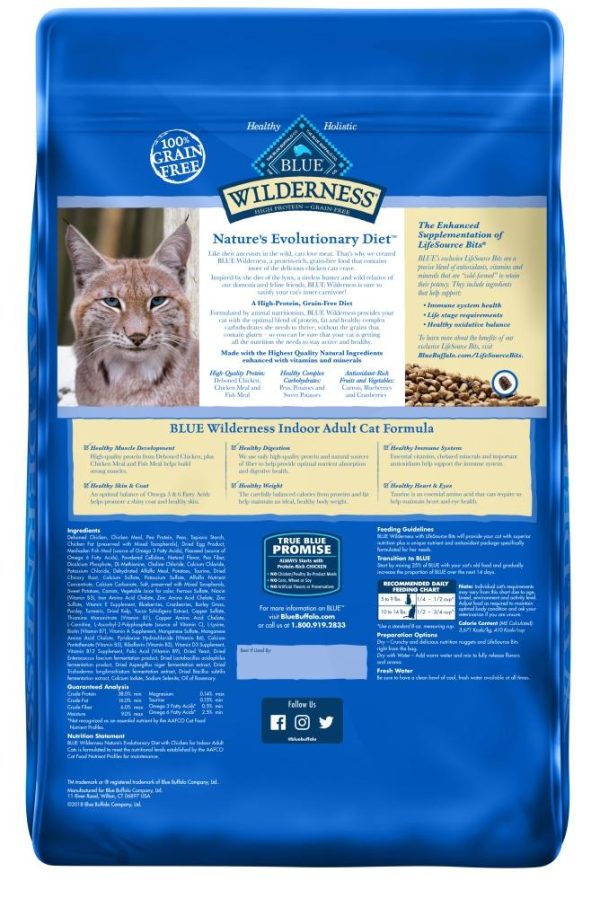 Blue Buffalo Wilderness Grain Free Chicken High Protein Recipe Indoor Dry Cat Food Hot on Sale