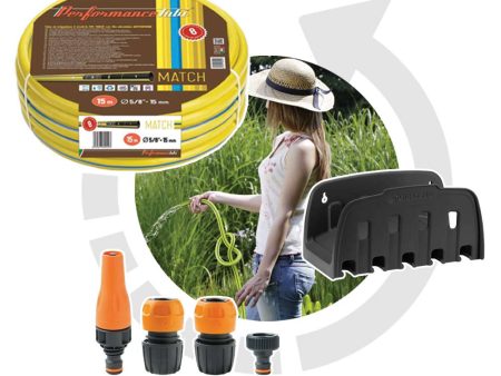 Tubo da Giardino 4 Strati da 15 metri per 1 2  con Set Raccordi e Pistola + Sella Porta Tubo da parete Gardena Online