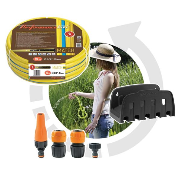 Tubo da Giardino 4 Strati da 15 metri per 1 2  con Set Raccordi e Pistola + Sella Porta Tubo da parete Gardena Online