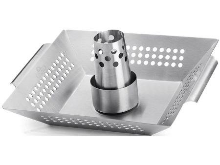 Supporto pollo e verdure con wok per barbecue - in acciaio inox Online Hot Sale