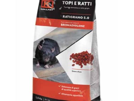 Esca per topi in grano - Ratigrano 5.0 - a base di BROMADIOLONE - 1,5 Kg Online now