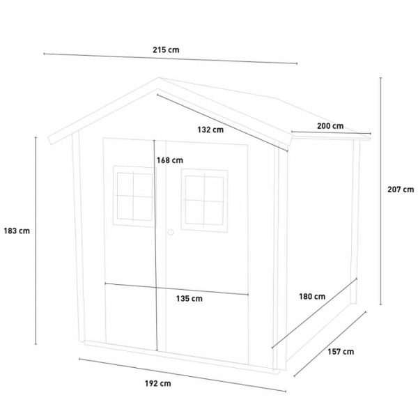 Casetta in legno OPERA da 25 mm - porta doppia - 215x249x207cm Hot on Sale