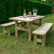 Tavolo e panche in legno da giardino SUN - per 6 persone Discount