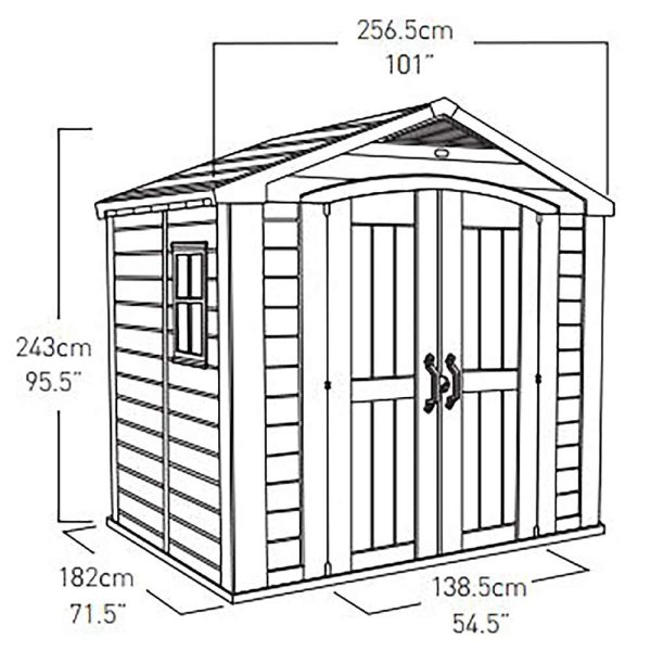 Casetta da giardino in resina FACTOR 8x6 - ‎256.5x182x243h cm - Beige Discount