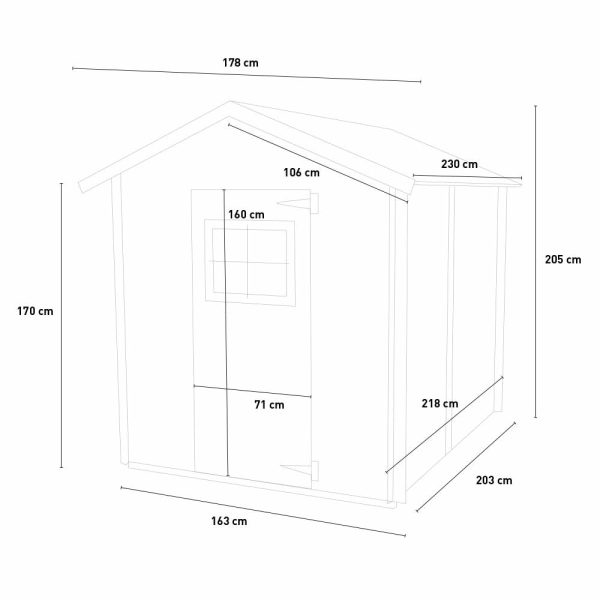 Casetta da giardino in legno GAETA da 16 mm - 178x218x205h cm - porta singola finestrata Online Hot Sale