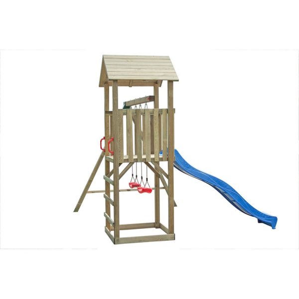 Torretta con altalena e scivolo in legno per bambini Discount