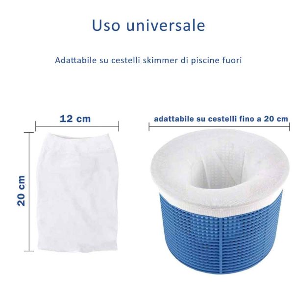 Calza filtrante per cestello skimmer piscina - 5 pezzi - 2 misure Supply