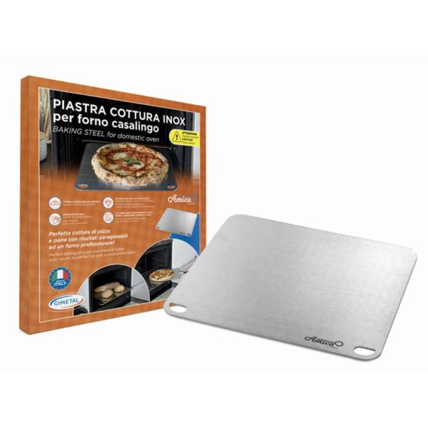 Pietra per pizza in acciaio inox 4mm - 40x35 cm on Sale