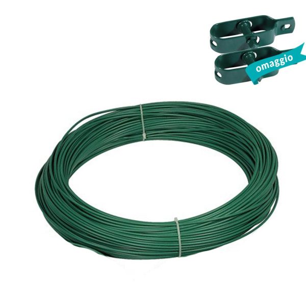 Filo di Ferro Plastificato, 20 Metri, Diametro 2,4mm - Omaggio 2 pz tendifilo Online Hot Sale