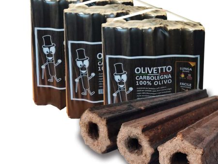 Tronchetti di legno di ulivo pressato da ardere - CARBOLEGNA - Multipack 30 pezzi Sale