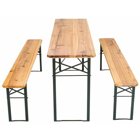 Set birreria in legno con tavolo e 2 panche - 220 x 70 x 76h cm Supply