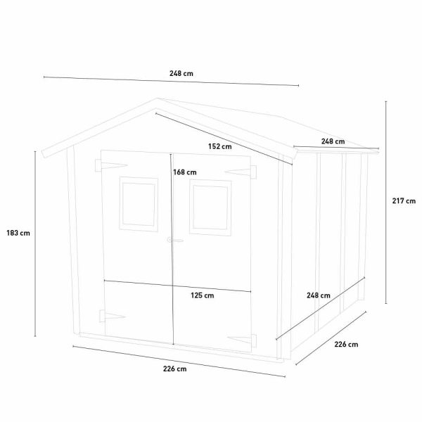 Casetta in legno HOBBY da 19 mm - porta doppia finestrata - 248x248x215cm For Discount