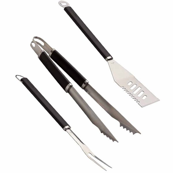 Set 3 Accessori Barbecue con Forchettone, Pala e Pinza - in Acciaio Inox - Manico Antiscivolo Hot on Sale