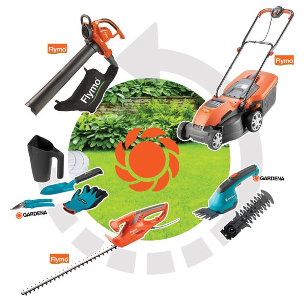 Set Utensili Elettrici da Giardino, con Rasaerba, Soffiatore, Tagliasiepi, Forbici Batteria per Prato e Siepi + Set Attrezzi da Giardinaggio Online Hot Sale