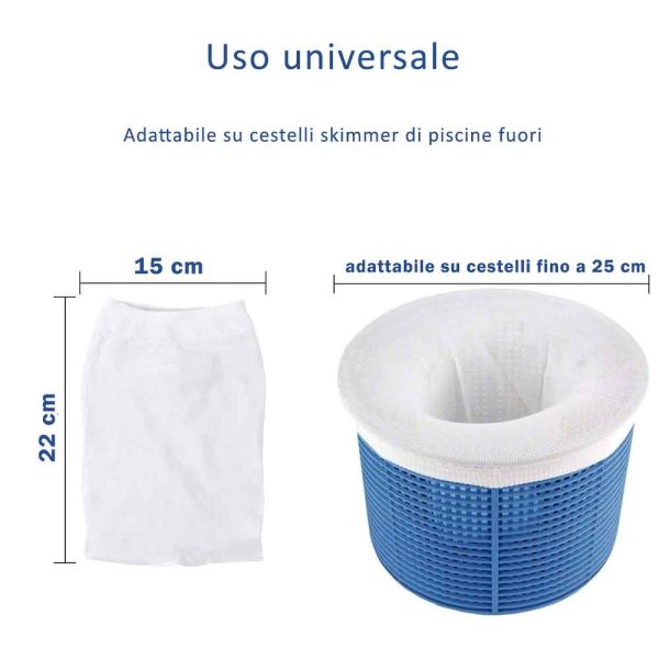 Calza filtrante per cestello skimmer piscina - 5 pezzi - 2 misure Supply