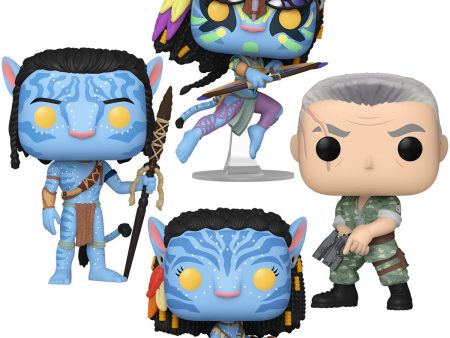 PRESALE | Funko POP! Movies: Avatar - Battle Neytiri - Jake Sully - Miles Quaritch - 4 PIECE SET - Vinyl Figures Sale