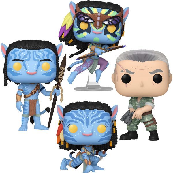 PRESALE | Funko POP! Movies: Avatar - Battle Neytiri - Jake Sully - Miles Quaritch - 4 PIECE SET - Vinyl Figures Sale