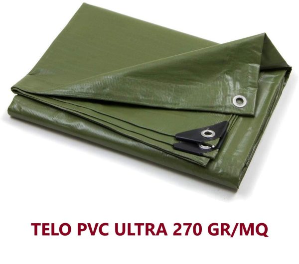 Telo in PVC Ultra occhiellato - da 270 gr mq - colore Verde o bianco - varie misure For Sale