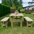 Tavolo e panche in legno da giardino SUN - per 6 persone Discount