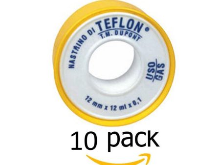 Set 10 pezzi nastro Teflon idraulico Dupont 19 mm x 0,1 mm x 12 mt PTFE Bianco Multiuso For Cheap